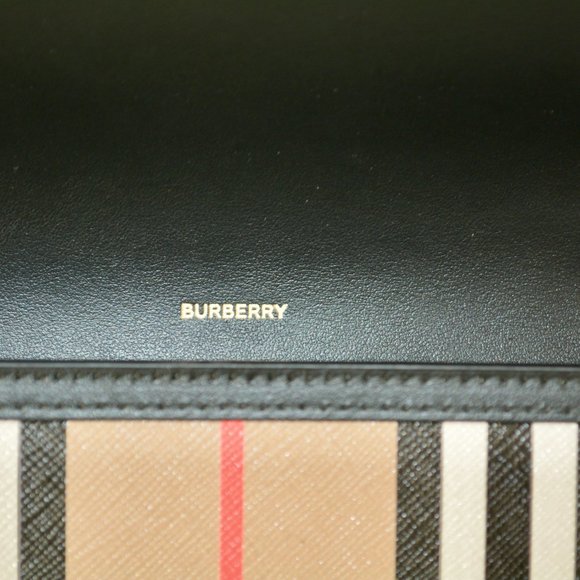 NWT BURBERRY ICON STRIP HANNAH LEATHER TRIM CROSSBODY WALLET BAG - Picture 10 of 12